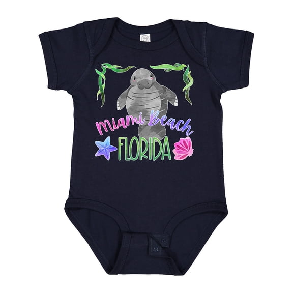 Inktastic Miami Beach Florida Cute Swimming Manatee Boys or Girls Baby Bodysuit