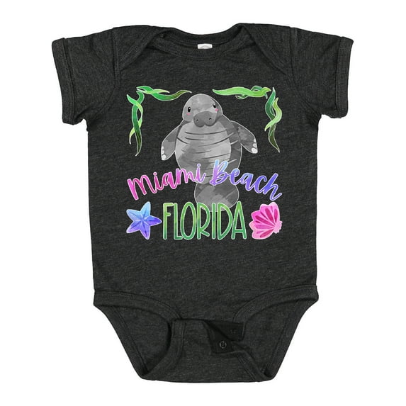 Inktastic Miami Beach Florida Cute Swimming Manatee Boys or Girls Baby Bodysuit