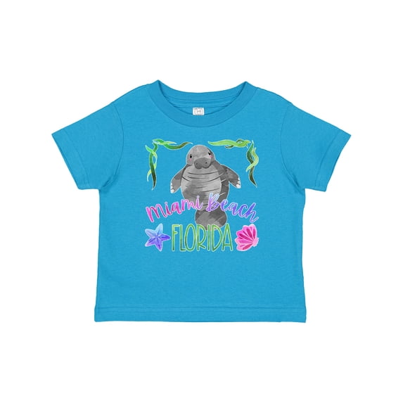 Inktastic Miami Beach Florida Cute Swimming Manatee Boys or Girls Baby T-Shirt
