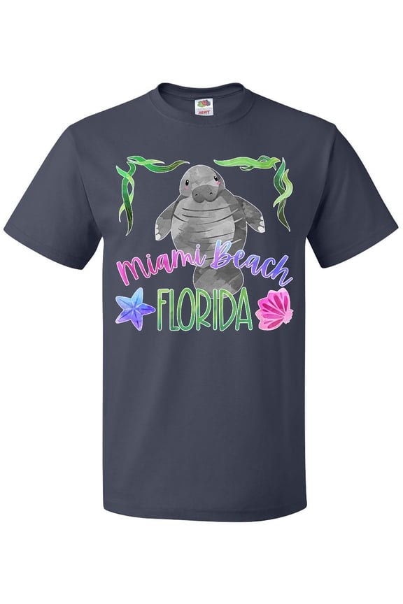 Miami Beach Florida Cute Swimming Manatee T-Shirt