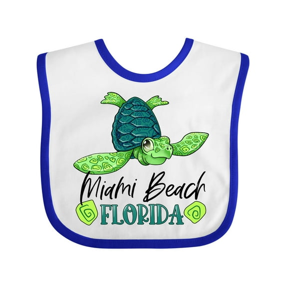 Inktastic Miami Beach, Florida Happy Sea Turtle Boys or Girls Baby Bib