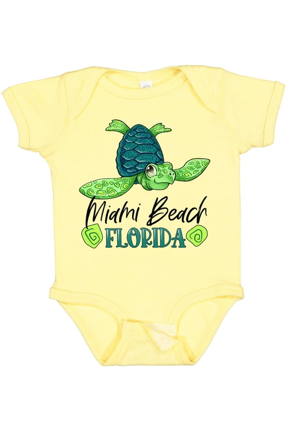 Miami Beach, Florida Happy Sea Turtle Boys or Girls Baby Bodysuit
