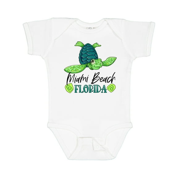 Inktastic Miami Beach, Florida Happy Sea Turtle Boys or Girls Baby Bodysuit