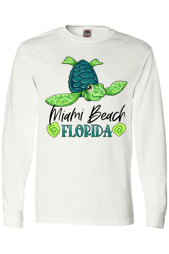 Miami Beach, Florida Happy Sea Turtle Long Sleeve T-Shirt