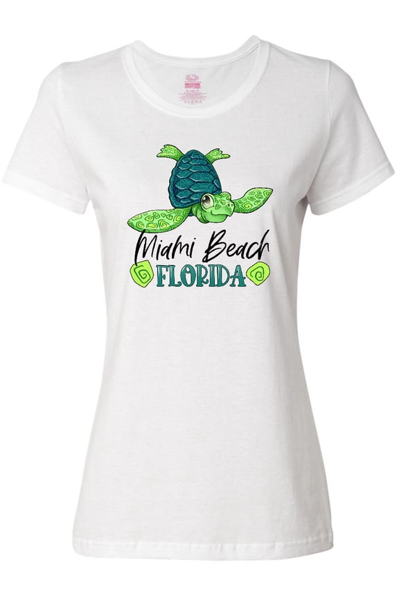Miami Beach, Florida Happy Sea Turtle Women's T-Shirt