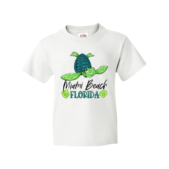 Inktastic Miami Beach, Florida Happy Sea Turtle Youth T-Shirt