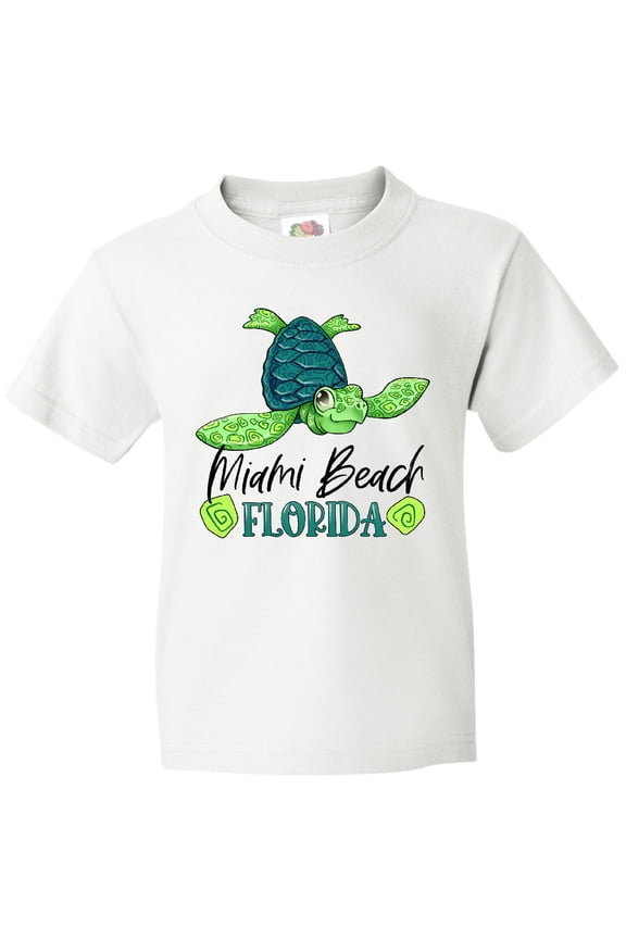 Miami Beach, Florida Happy Sea Turtle Youth T-Shirt