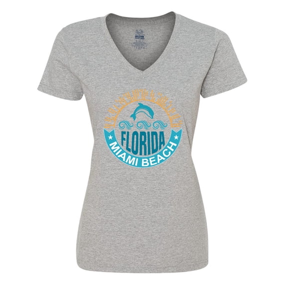Inktastic Miami Beach Florida Travel Trip Women's V-Neck T-Shirt