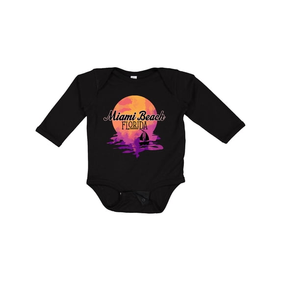 Inktastic Miami Beach Florida Vacation Sunset Girls Long Sleeve Baby Bodysuit