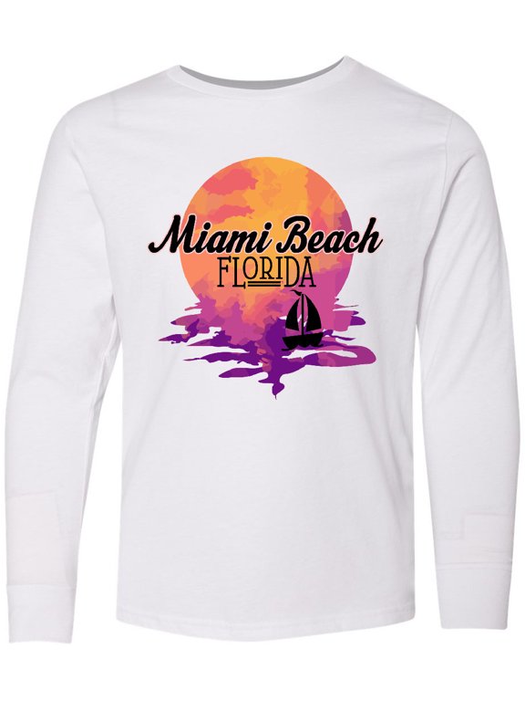 Miami Beach Florida Vacation Sunset Long Sleeve Youth T-Shirt