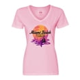 thumbnail image 1 of Inktastic Miami Beach Florida Vacation Sunset Women's V-Neck T-Shirt, 1 of 5