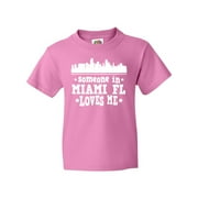 Inktastic Miami Florida Someone Loves Me City Skyline Youth T-Shirt