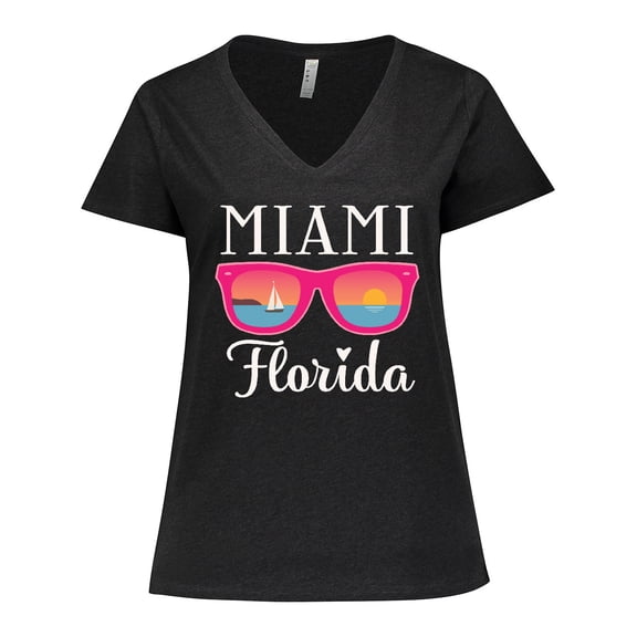 Inktastic Miami Florida Vacation Beach Trip Women's Plus Size V-Neck T-Shirt