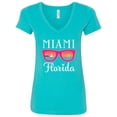 thumbnail image 1 of Inktastic Miami Florida Vacation Beach Trip Women's V-Neck T-Shirt, 1 of 5