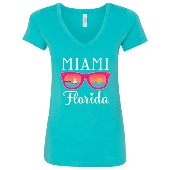 Inktastic Miami Florida Vacation Beach Trip Women's V-Neck T-Shirt