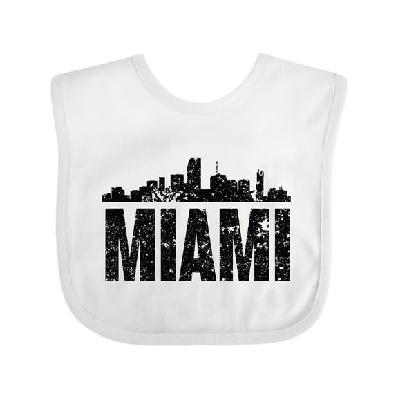 Inktastic Miami Skyline Grunge Boys or Girls Baby Bib