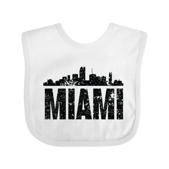 Inktastic Miami Skyline Grunge Boys or Girls Baby Bib