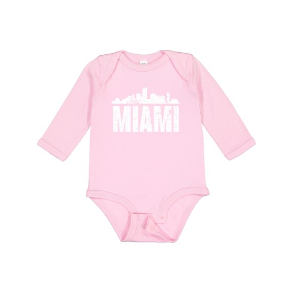 Inktastic Miami Skyline Grunge Boys or Girls Long Sleeve Baby Bodysuit