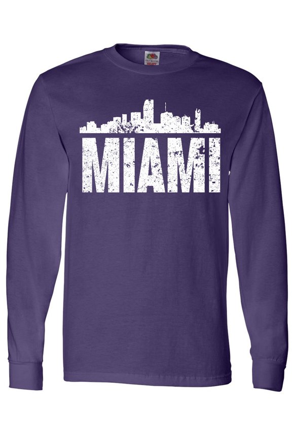 Miami Skyline Grunge Long Sleeve T-Shirt