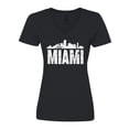 thumbnail image 1 of Inktastic Miami Skyline Grunge Women's V-Neck T-Shirt, 1 of 5
