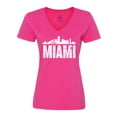 thumbnail image 1 of Inktastic Miami Skyline Grunge Women's V-Neck T-Shirt, 1 of 5