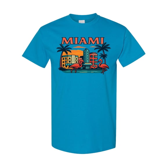 Inktastic Miami Vintage Flamingo Sunset Art T-Shirt