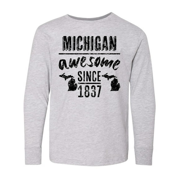 Inktastic Michigan Awesome Since 1837 Long Sleeve Youth T-Shirt