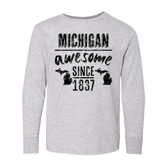 Inktastic Michigan Awesome Since 1837 Long Sleeve Youth T-Shirt
