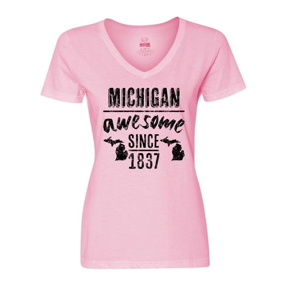 Inktastic Michigan Awesome Since 1837 Women's V-Neck T-Shirt