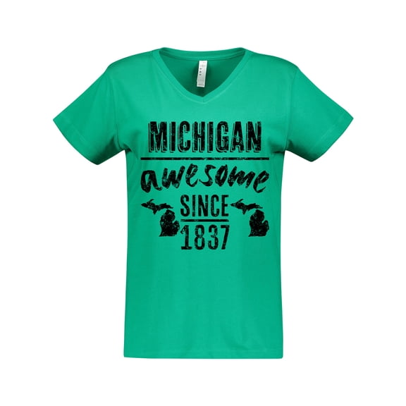Inktastic Michigan Awesome Since 1837 Women's V-Neck T-Shirt