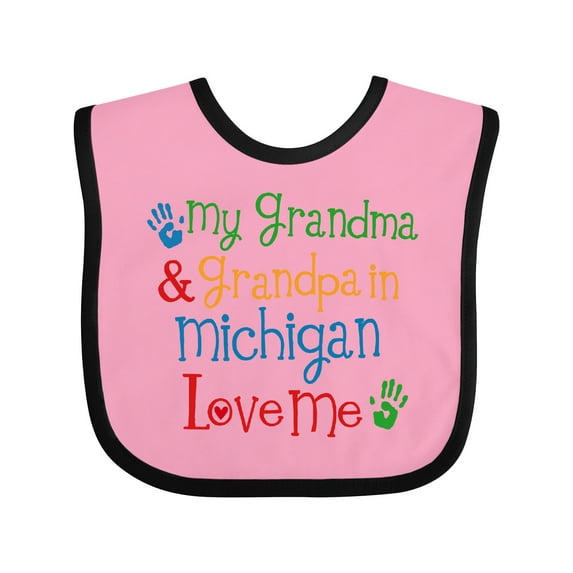 Inktastic Michigan Grandma Loves Me Boys or Girls Baby Bib