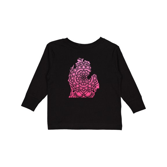 Inktastic Michigan Silhouette Mandala Boys or Girls Long Sleeve Toddler T-Shirt
