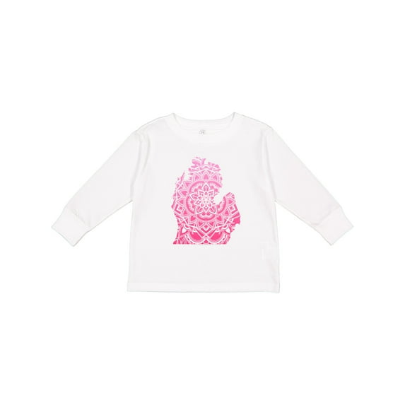 Inktastic Michigan Silhouette Mandala Boys or Girls Long Sleeve Toddler T-Shirt