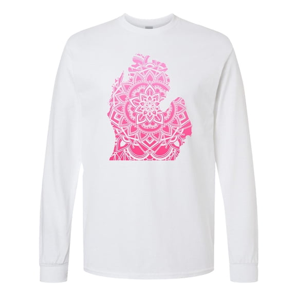 Inktastic Michigan Silhouette Mandala Long Sleeve T-Shirt