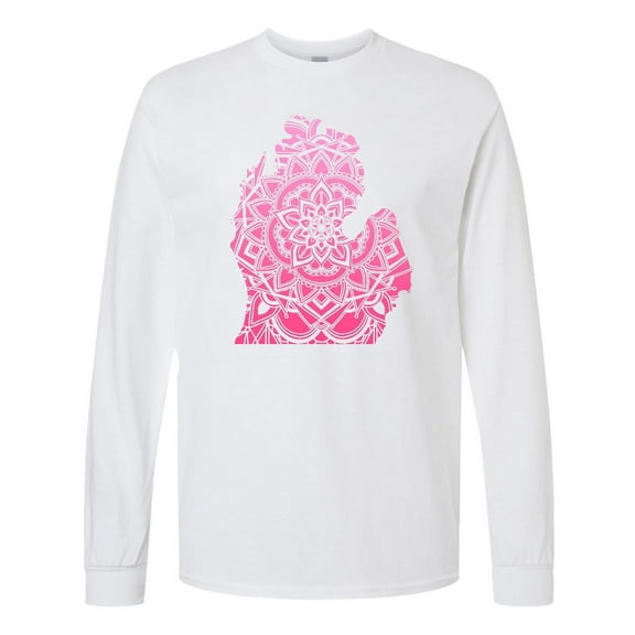 Inktastic Michigan Silhouette Mandala Long Sleeve T-Shirt