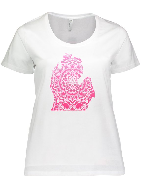Michigan Silhouette Mandala Women's Plus Size T-Shirt