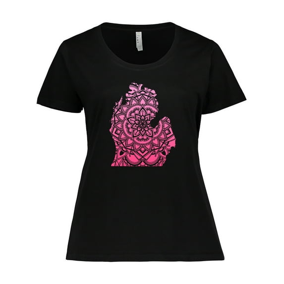 Inktastic Michigan Silhouette Mandala Women's Plus Size T-Shirt
