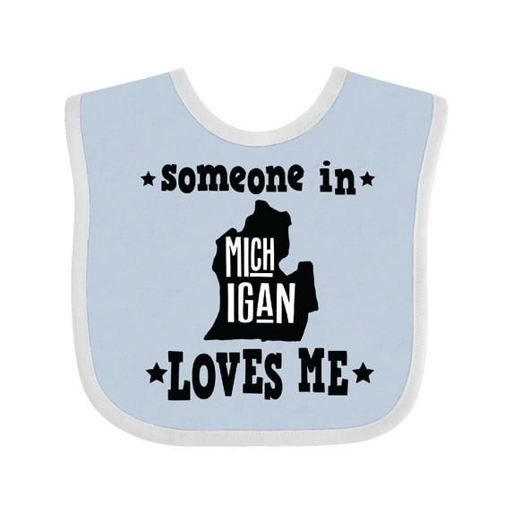 Inktastic Michigan Travel Gift Someone Loves Me Boys or Girls Baby Bib