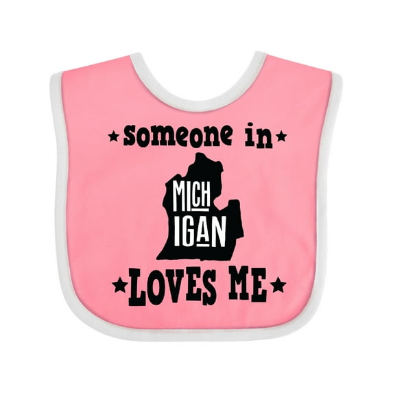 Inktastic Michigan Travel Gift Someone Loves Me Boys or Girls Baby Bib