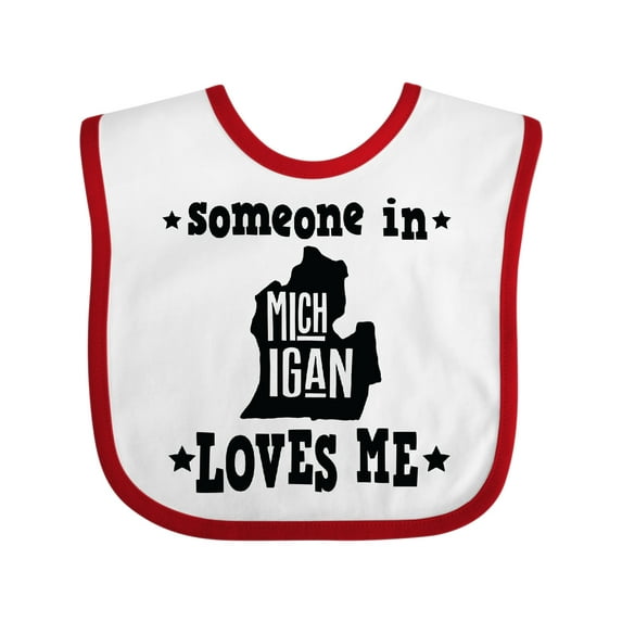 Inktastic Michigan Travel Gift Someone Loves Me Boys or Girls Baby Bib