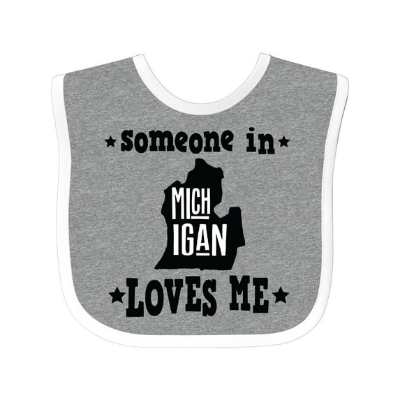 Inktastic Michigan Travel Gift Someone Loves Me Boys or Girls Baby Bib