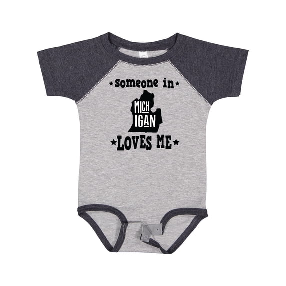 Inktastic Michigan Travel Gift Someone Loves Me Boys or Girls Baby Bodysuit