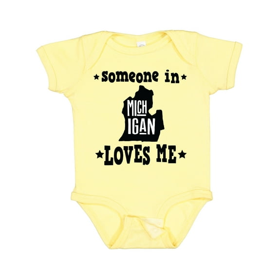 Inktastic Michigan Travel Gift Someone Loves Me Boys or Girls Baby Bodysuit