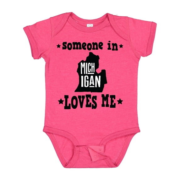 Inktastic Michigan Travel Gift Someone Loves Me Boys or Girls Baby Bodysuit