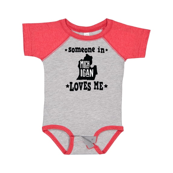 Inktastic Michigan Travel Gift Someone Loves Me Boys or Girls Baby Bodysuit