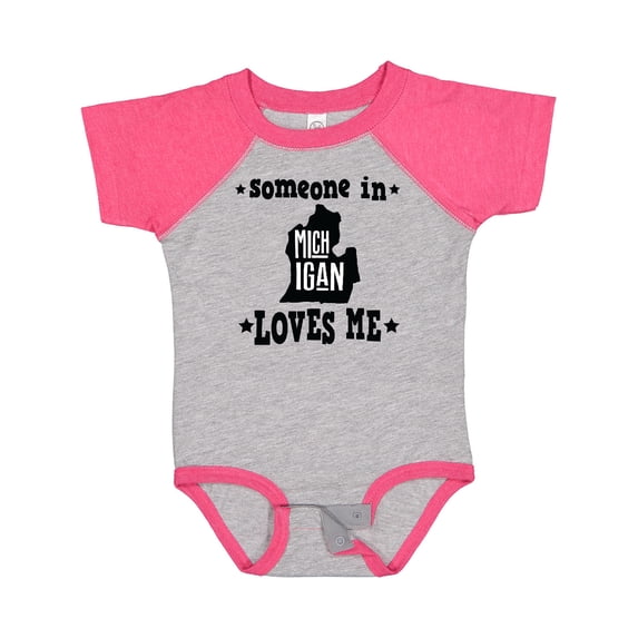 Inktastic Michigan Travel Gift Someone Loves Me Boys or Girls Baby Bodysuit