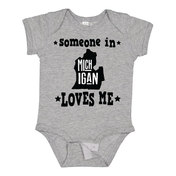 Inktastic Michigan Travel Gift Someone Loves Me Boys or Girls Baby Bodysuit