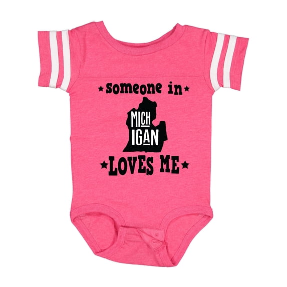 Inktastic Michigan Travel Gift Someone Loves Me Boys or Girls Baby Bodysuit