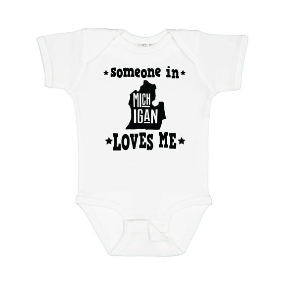 Inktastic Michigan Travel Gift Someone Loves Me Boys or Girls Baby Bodysuit