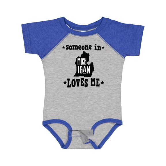 Inktastic Michigan Travel Gift Someone Loves Me Boys or Girls Baby Bodysuit
